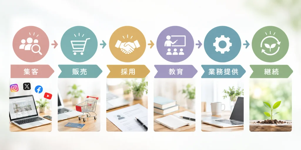 集客から継続までの業務フロー