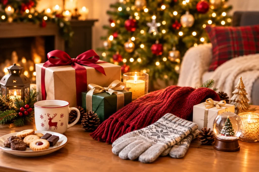暖かなクリスマスギフトテーブル
