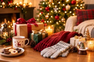 暖かなクリスマスギフトテーブル